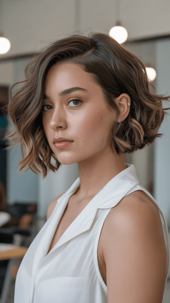 Wavy Hair Undercut Bob