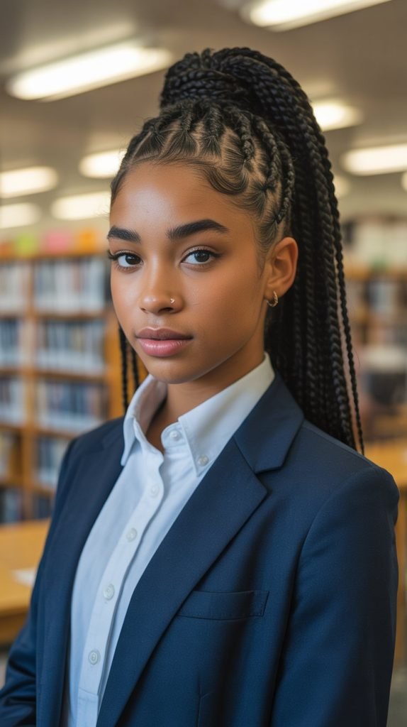 Protective Ponytail with Braided Edges