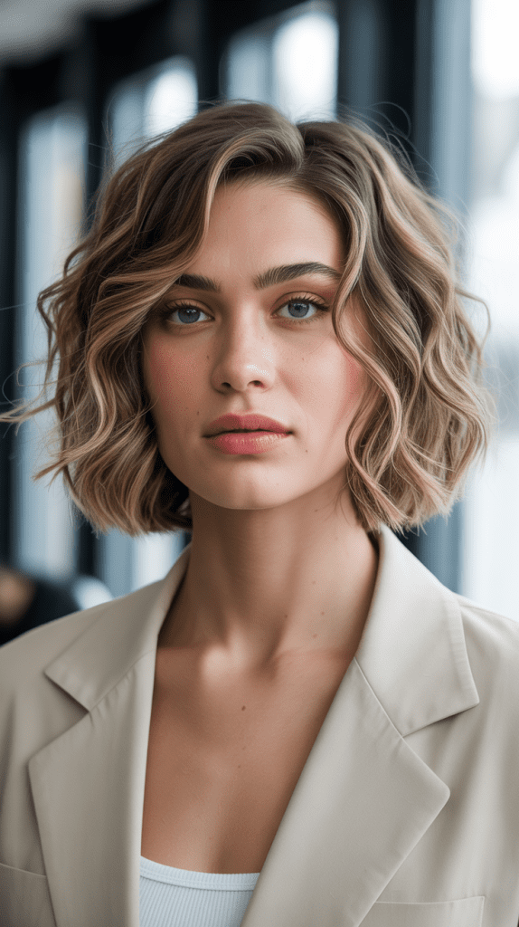 Blunt Wavy Bob with Textured Ends