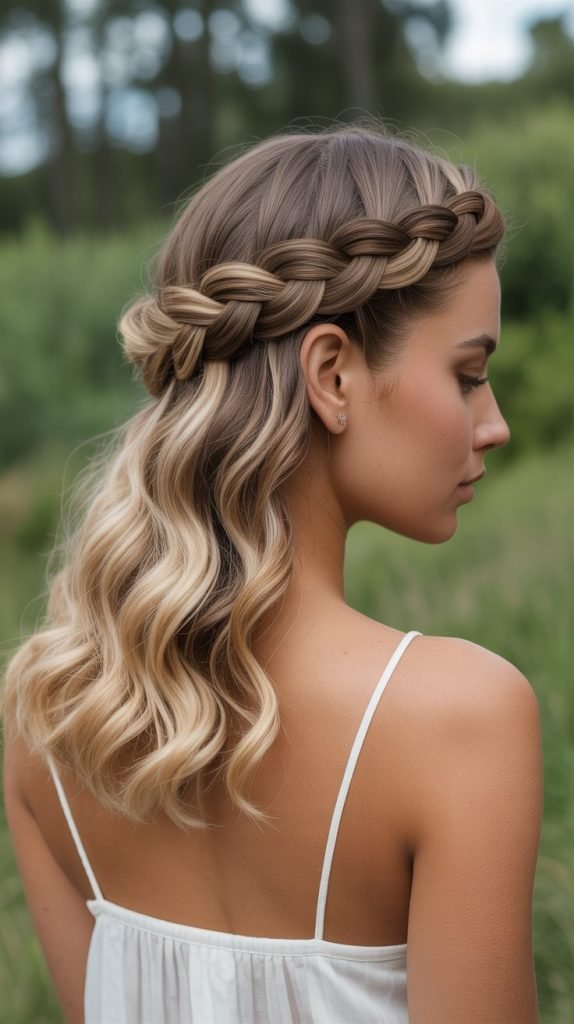 Crown Braid with Loose Waves