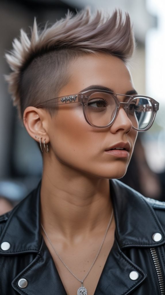 . Mohawk-Inspired Pixie with Punk Rock Frames