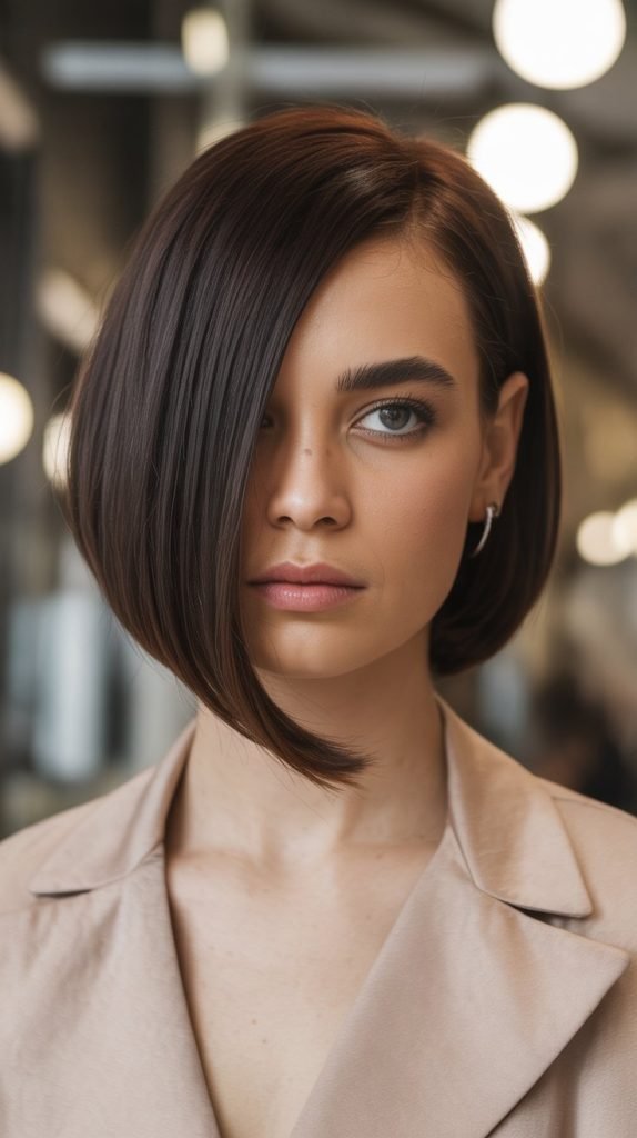 Asymmetrical Bob with Deep Side Part