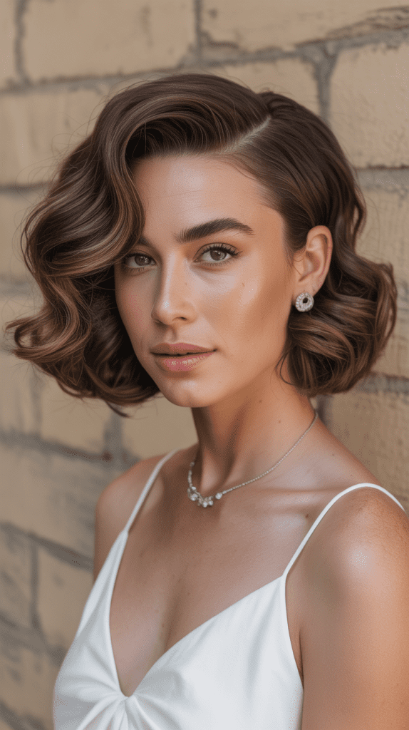 Side-Swept French Bob with Curl Definition