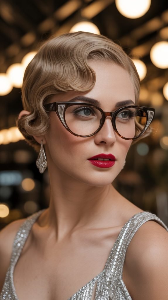 Finger-Wave Pixie with Art Deco Frames