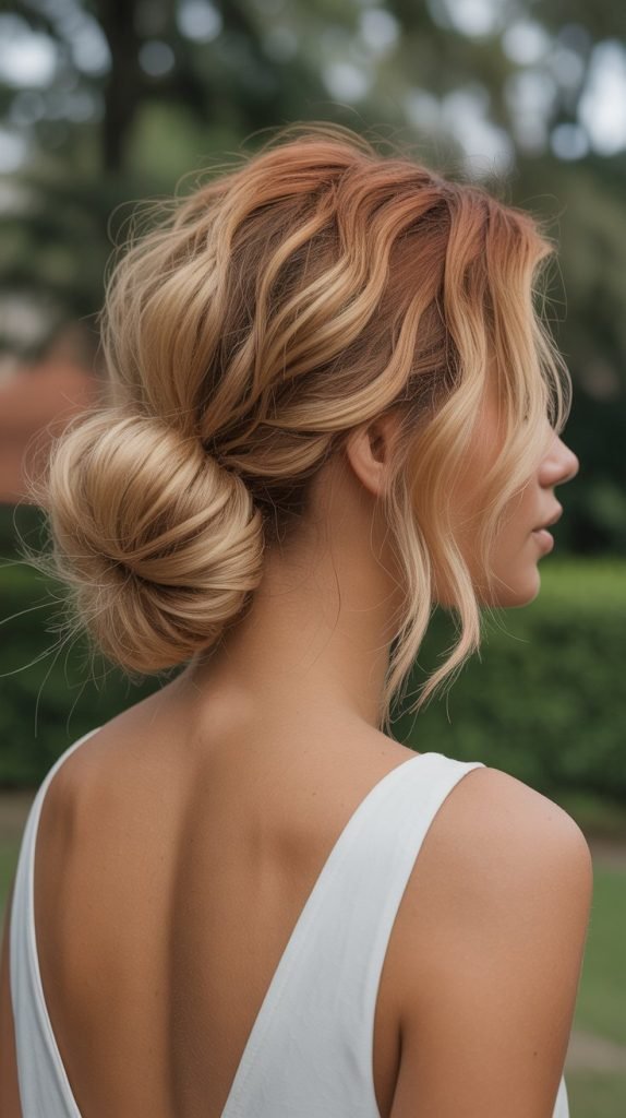 Tousled Low Bun with Volume
