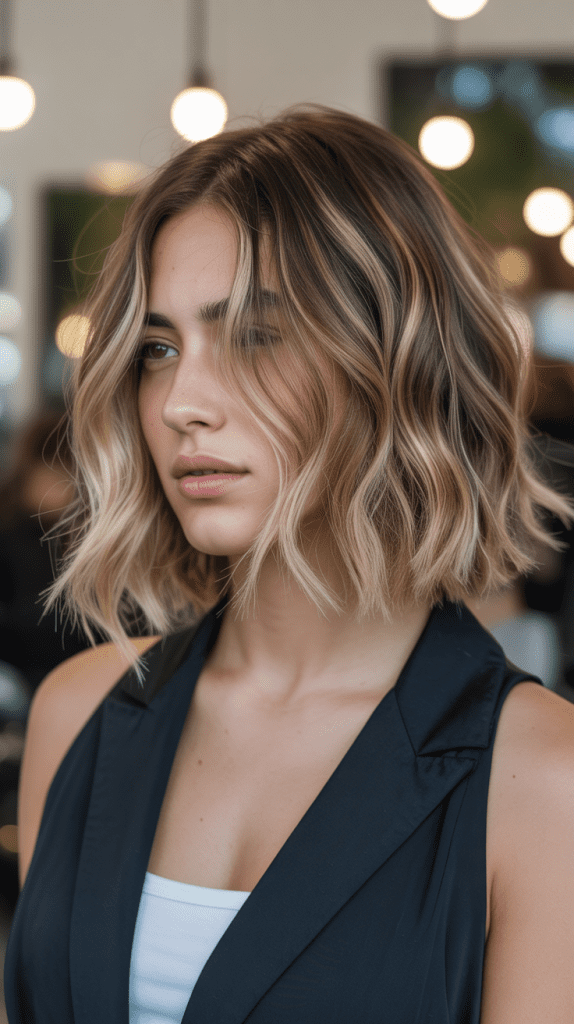 Wavy Bob with Balayage Highlights