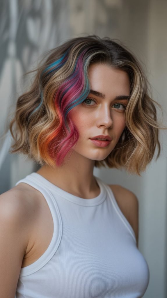 Wavy Bob with Hidden Rainbow Underlayers