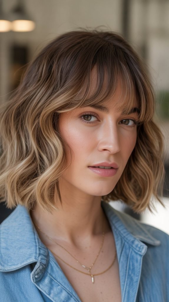 Wavy Bob with Face-Framing Bang Layers
