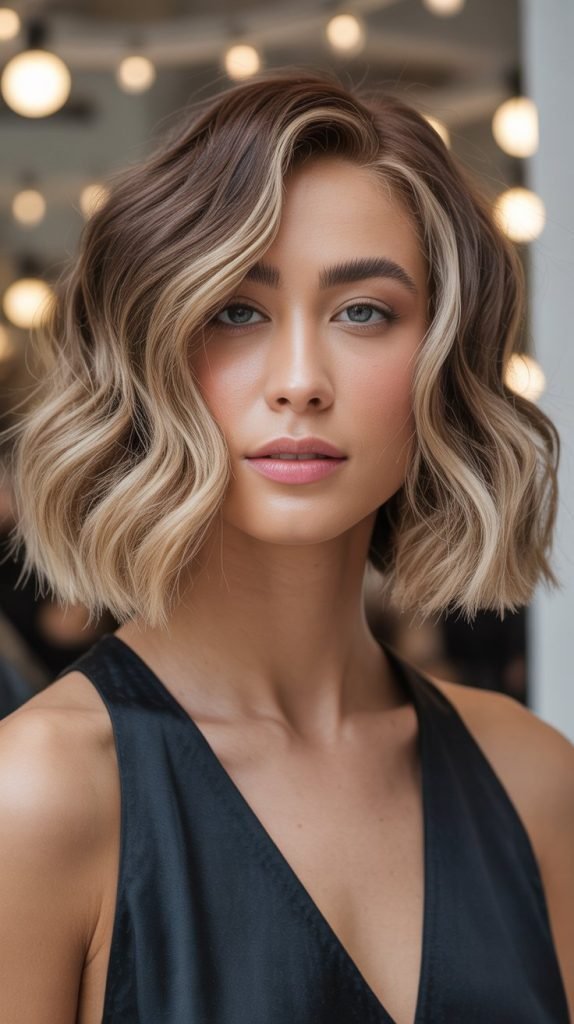 Wavy Bob with Textured Ends and Gloss