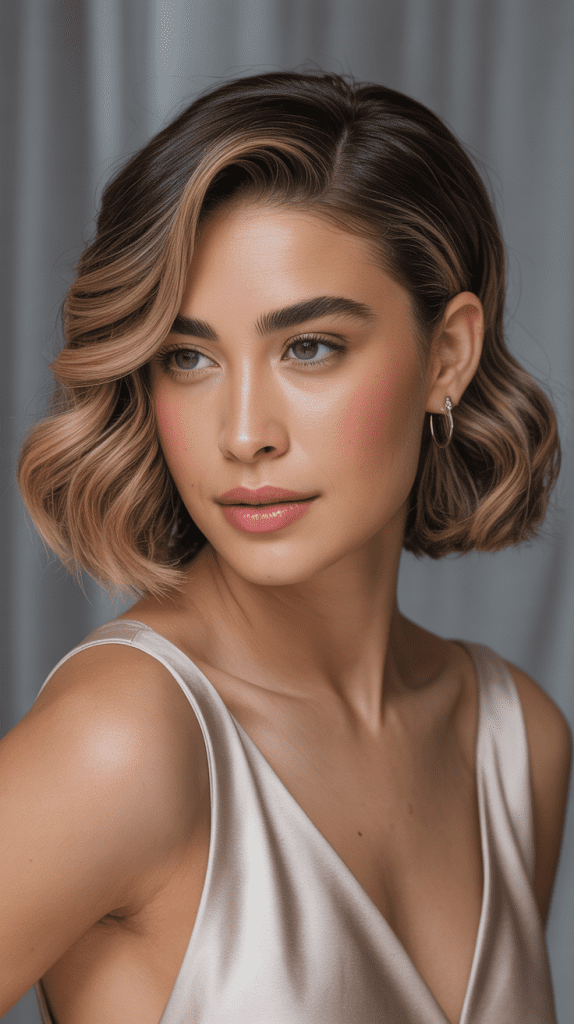  Wavy Bob with Deep Side Part