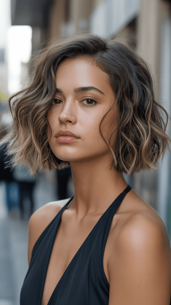 Edgy Wavy Bob with Razored Edges