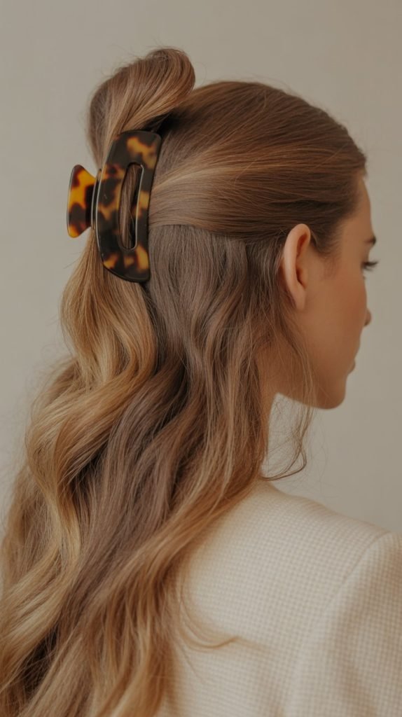 . Classic Half-Up Claw Clip Style