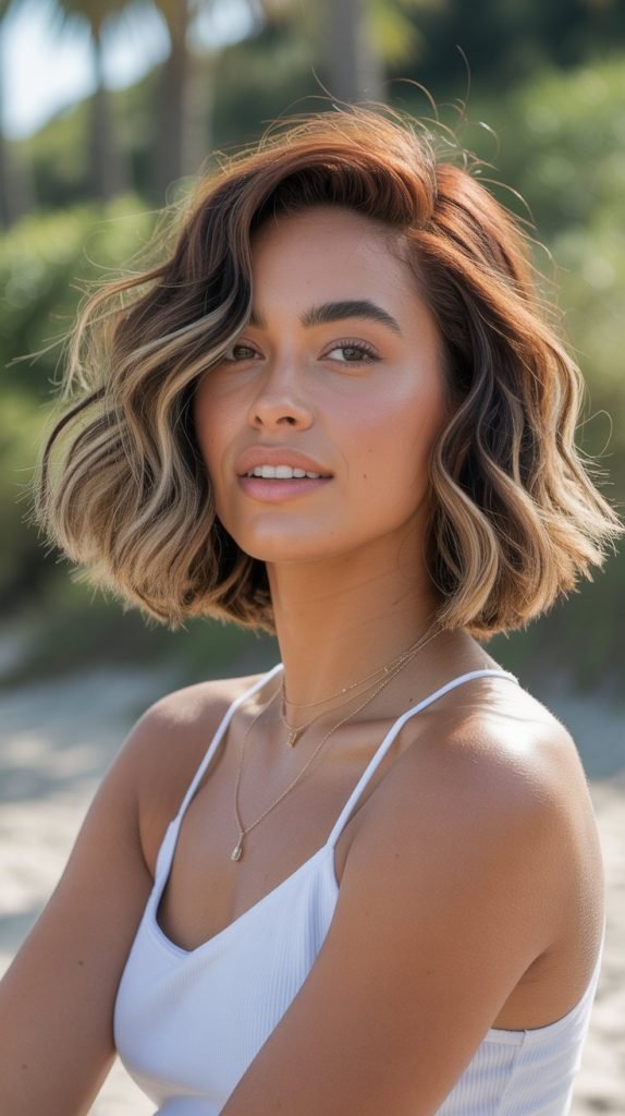  Wavy Medium Bob with Natural Texture