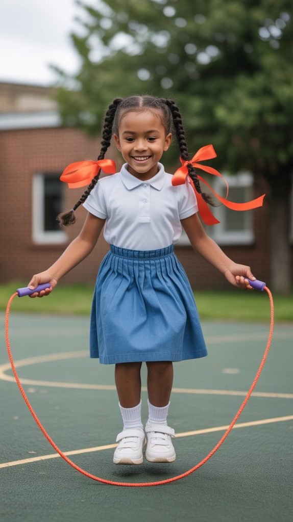 Braided Pigtails with Ribbons