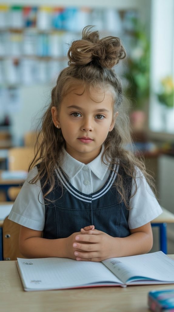Half-Up Top Knot with Loose Curls