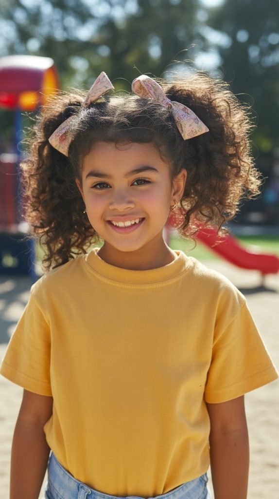 Curly Ponytail with Decorative Hair Ties