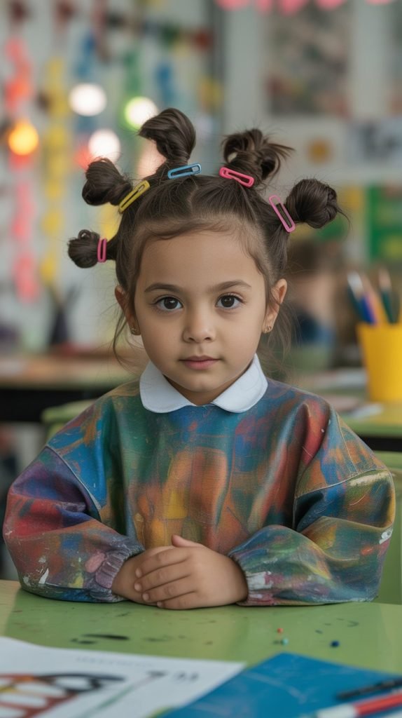Mini Buns with Colorful Bobby Pins