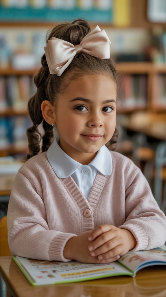Twisted Half-Up Hairstyle with Bow
