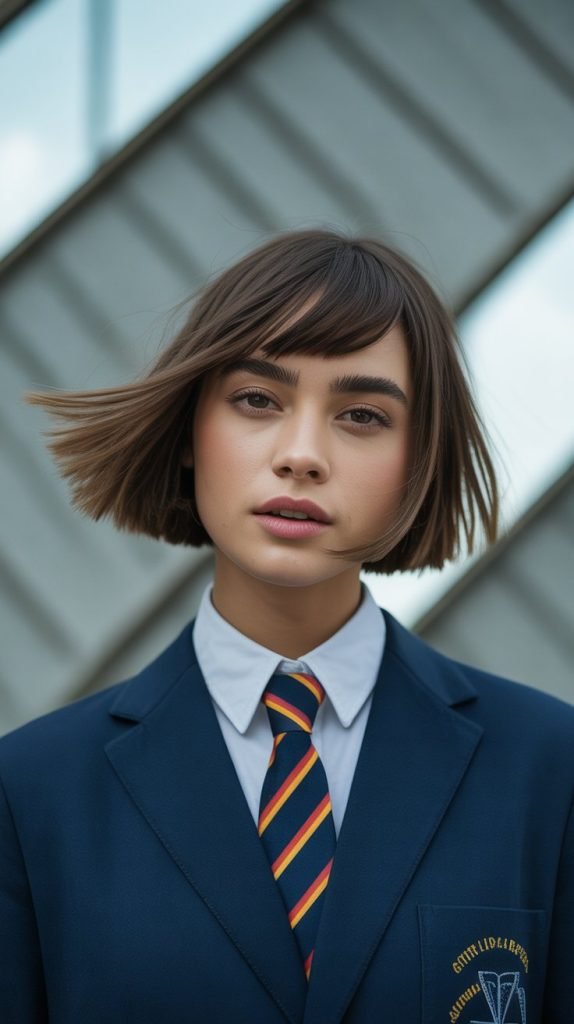 Asymmetrical Bangs with Angled Bob