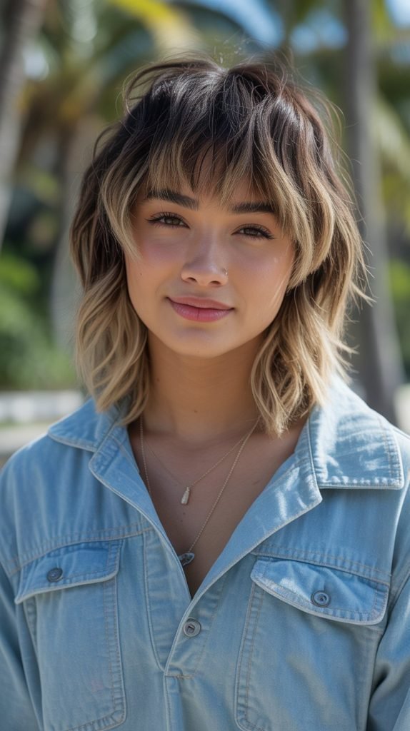  Layered Bangs with Beachy Texture