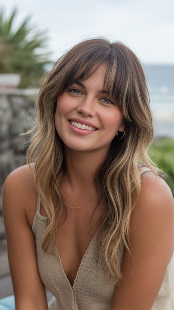 Long Side Bangs with Beachy Waves