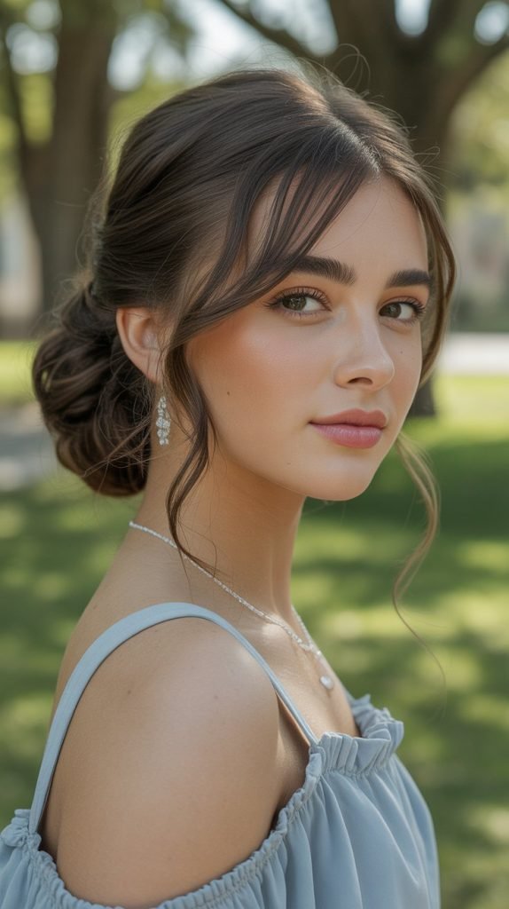 Wispy Side Bangs with Loose Updo