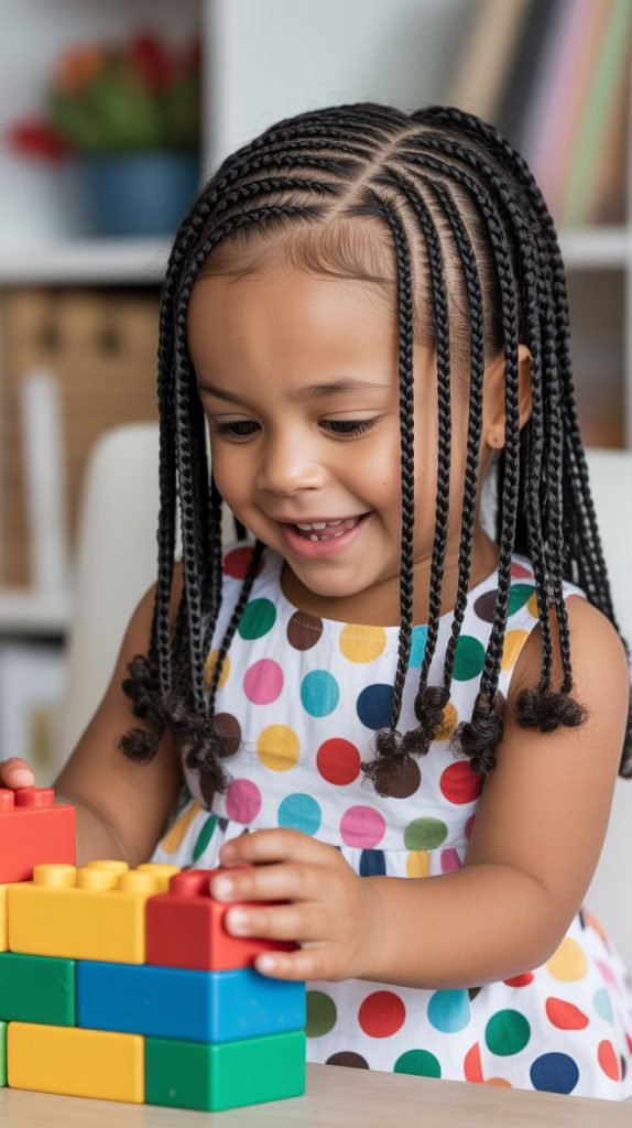 Tiny Side Part Box Braids for Toddlers