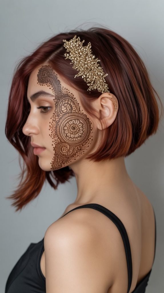 Mehndi-Inspired Asymmetrical Bob