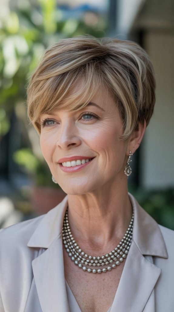 Curtain Bangs with Layered Pixie Cut