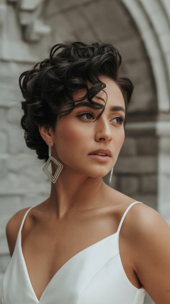  Asymmetrical Curly Updo