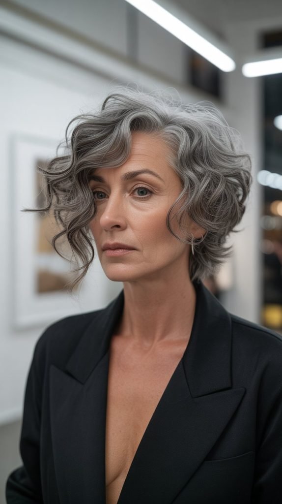 Asymmetrical Curly Style