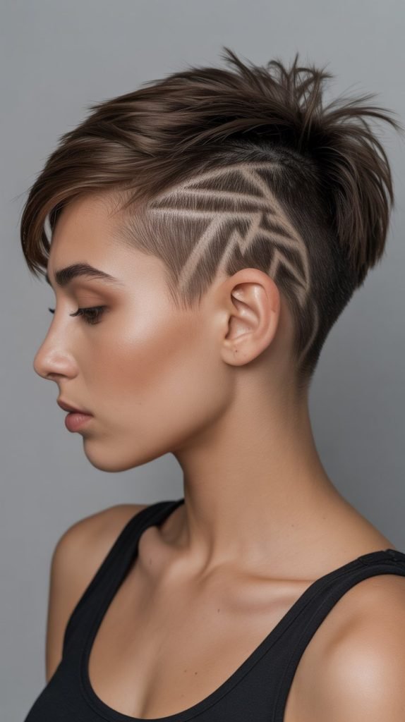 Pixie with Shaved Designs