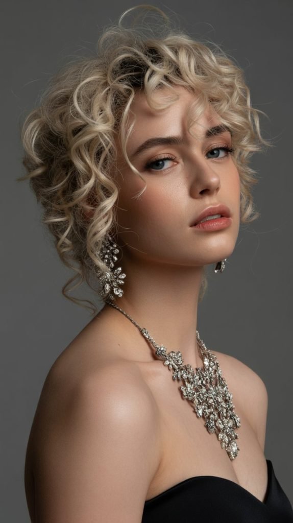 Asymmetrical Curly Updo