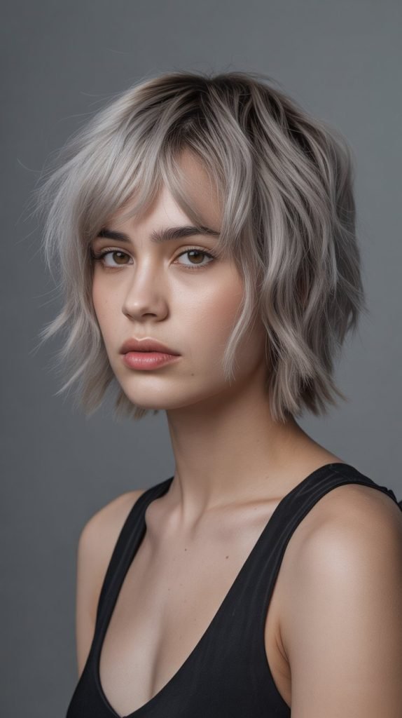 Shattered Bob with Textured Bangs