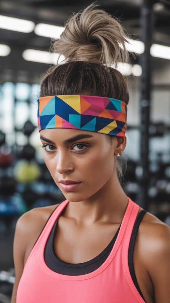  High Messy Bun with Bandana Wrap