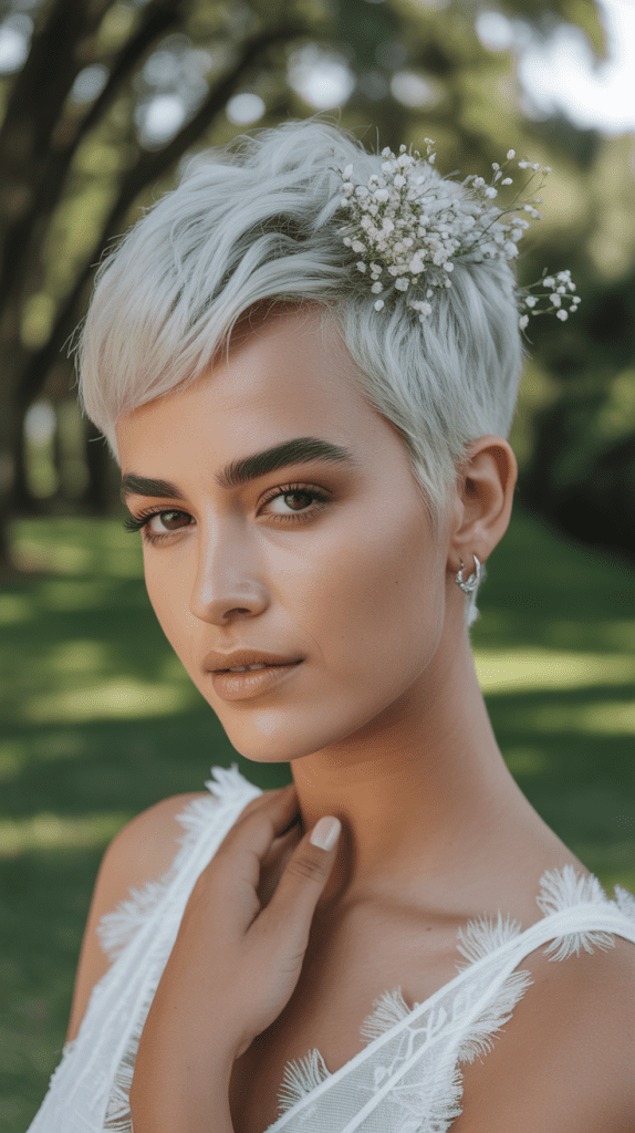 Textured Pixie with Floral Accents