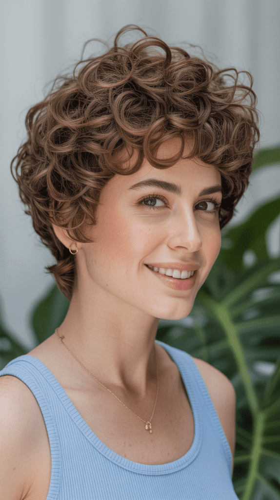 Layered Curly Pixie with Spring Definition