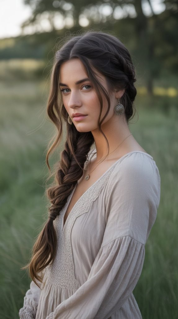 Dark Hair Fishtail Side Braid