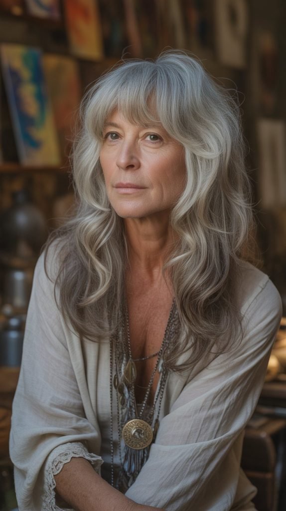  Long Shag with Curtain Bangs