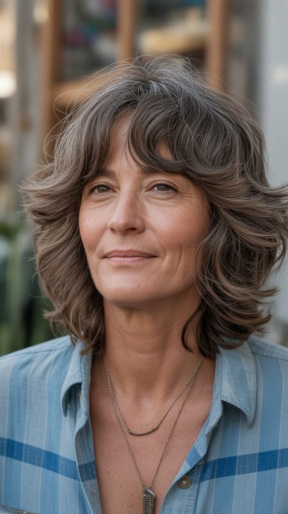  Layered Shag with Curtain Bangs