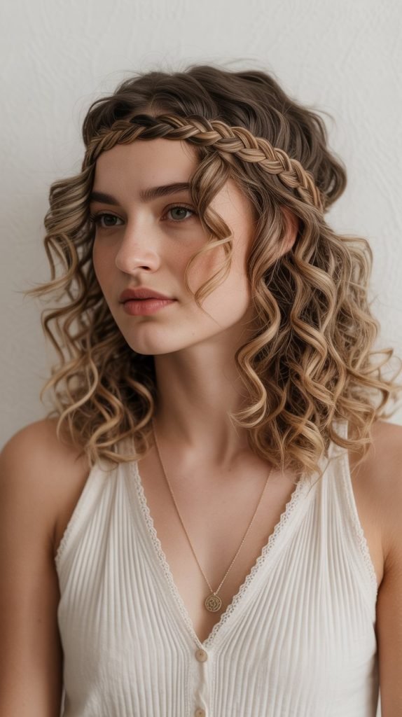 Braided Headband with Curl Volume