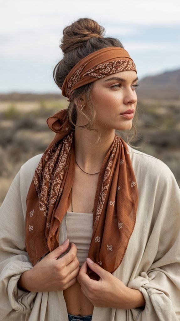  Bohemian Bandana Hair Wrap Updo