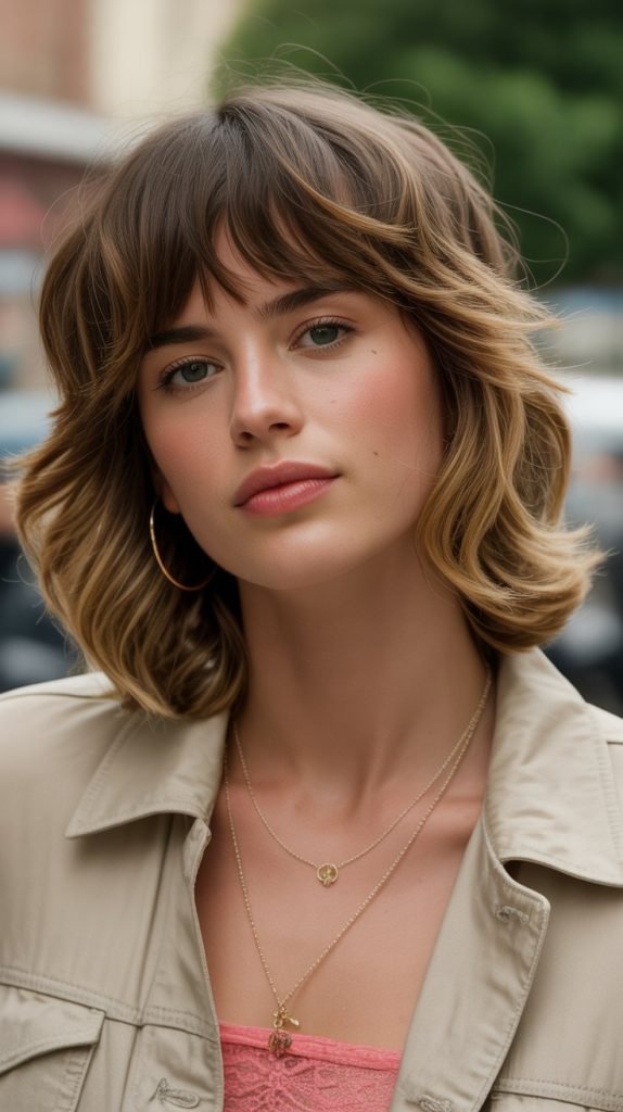 Feathered Bangs with Shag Cut