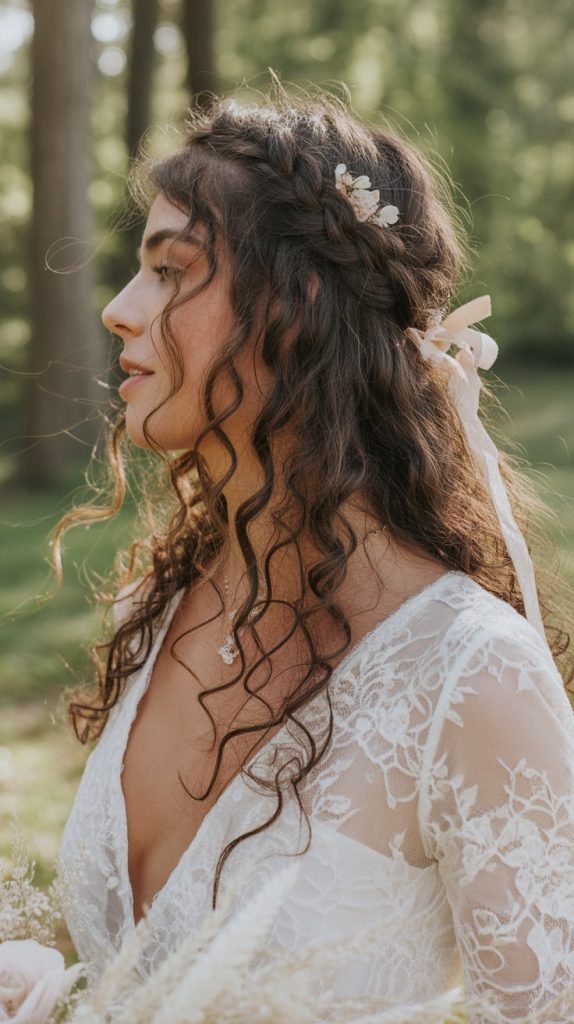 Curly Half-Crown Braid