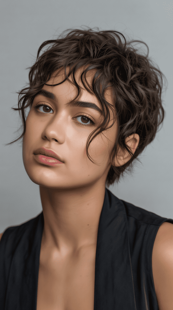 Wavy Pixie with Asymmetrical Micro Bangs