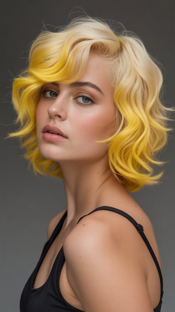  Lemon Blonde Wavy Pixie