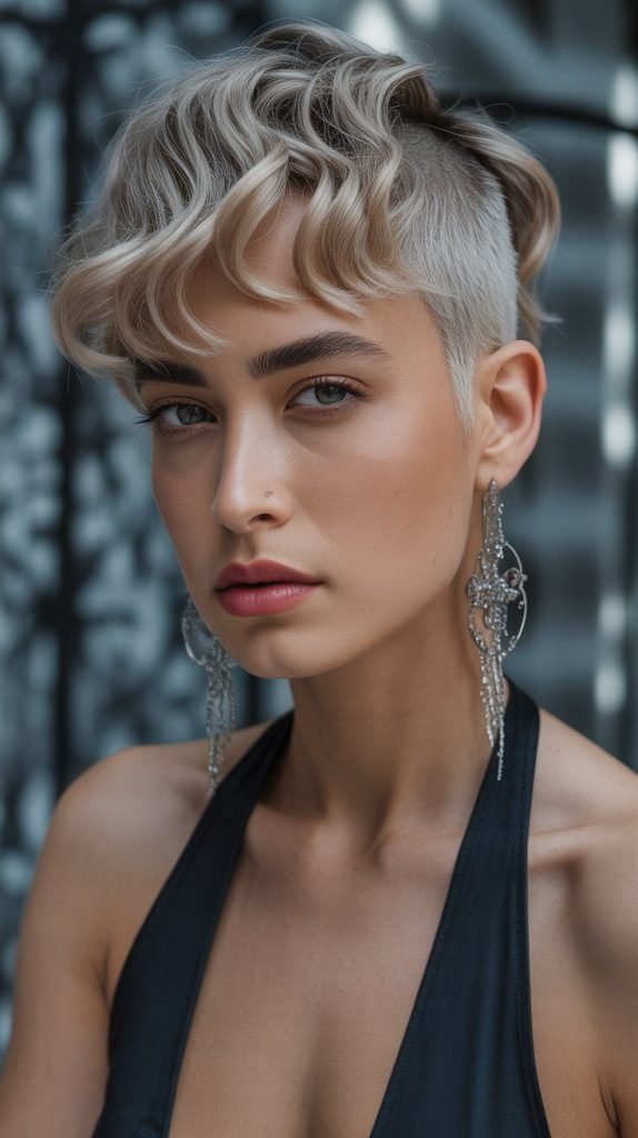 Wavy Buzz Cut with Length on Top