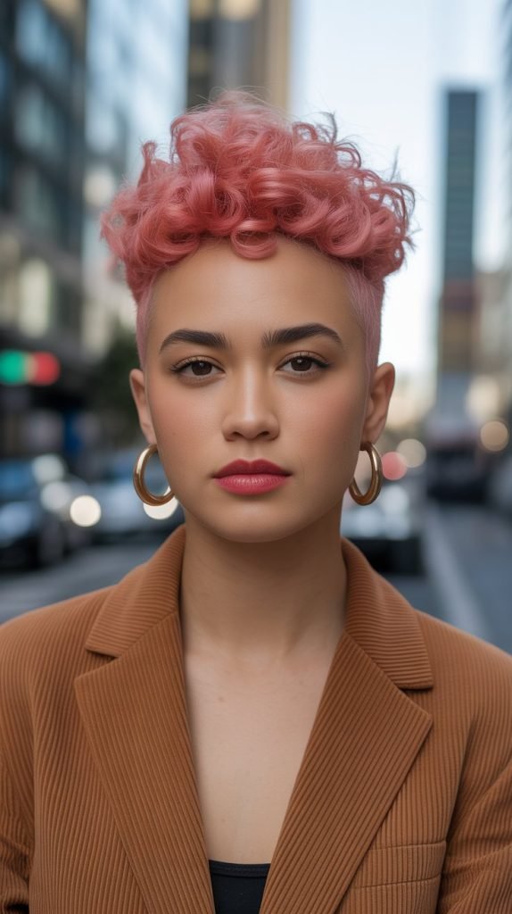 Curly Buzz Cut with Textural Interest