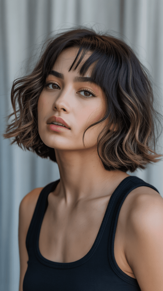 Edgy Bob with Curtain Bangs and Undercut