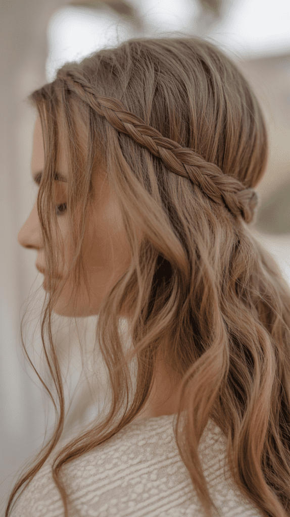  Braided Headband with Down Hair